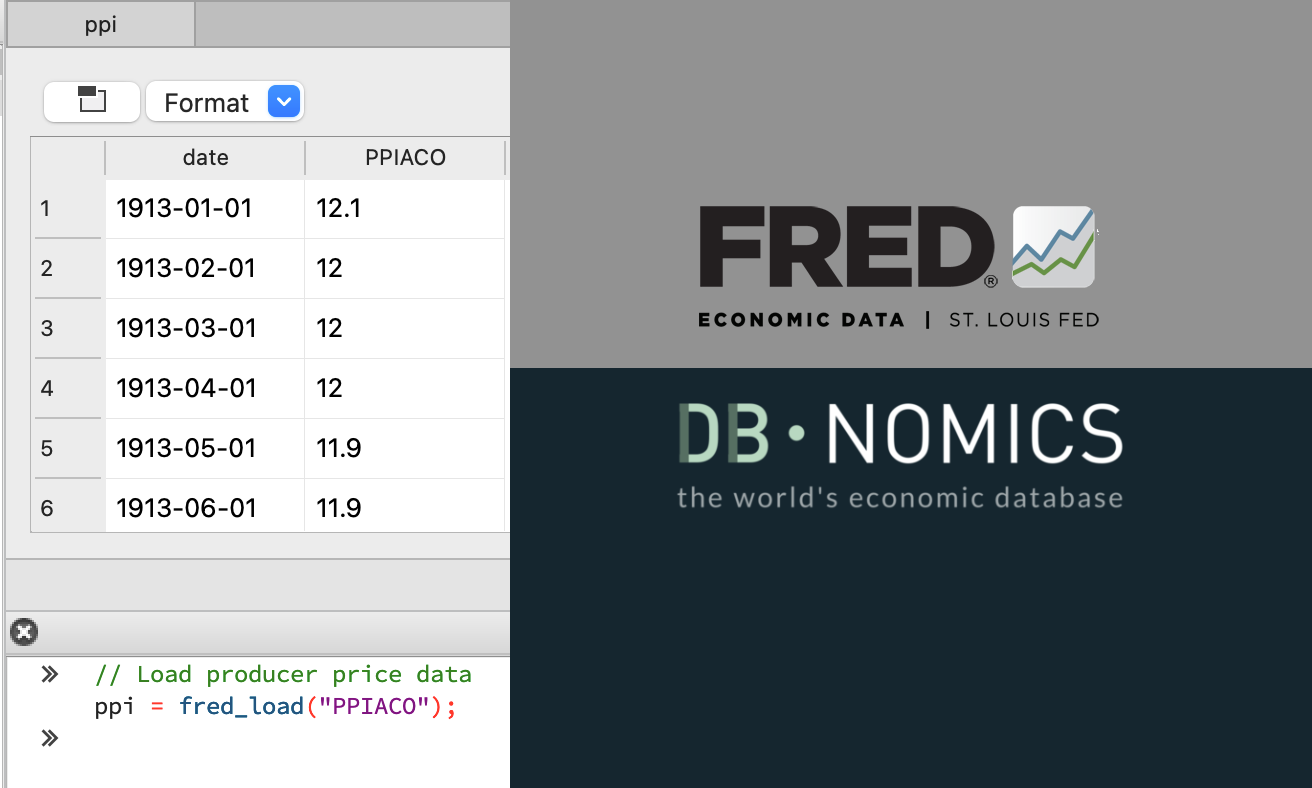 Load Data from DBnomics and FRED in GAUSS 23