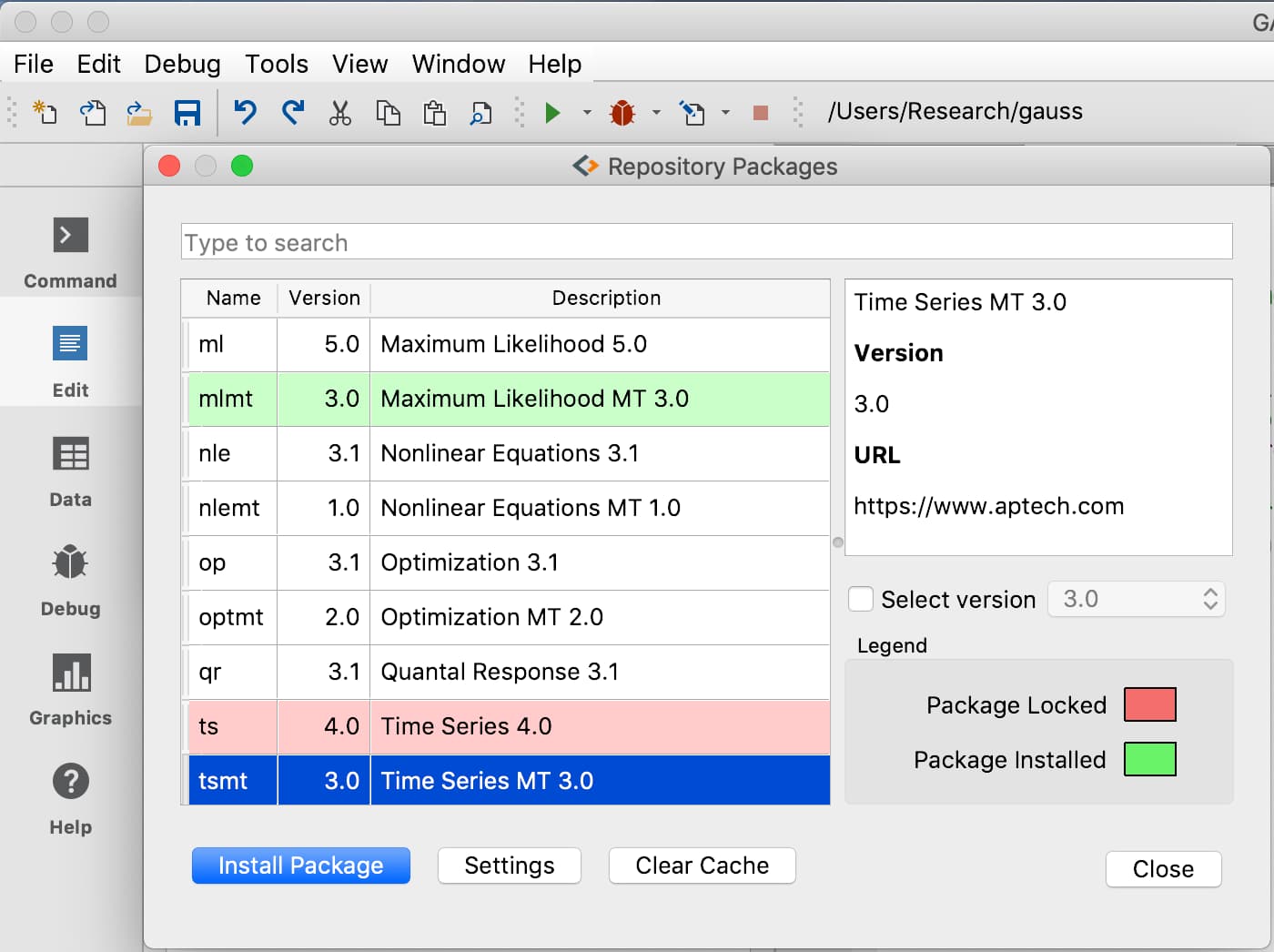GAUSS 20: Download and install packages in one step