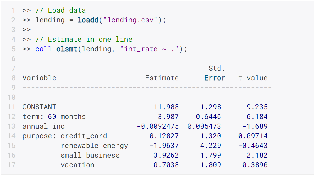 Clearer Code and Results with Dataframes in GAUSS 21