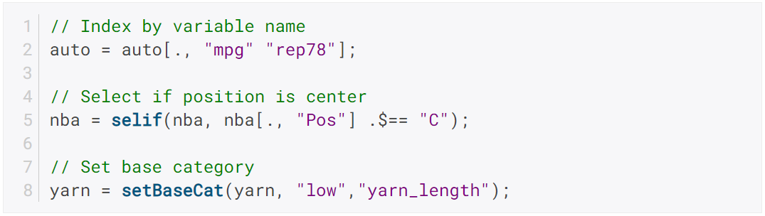 Reference your data by name in GAUSS 21