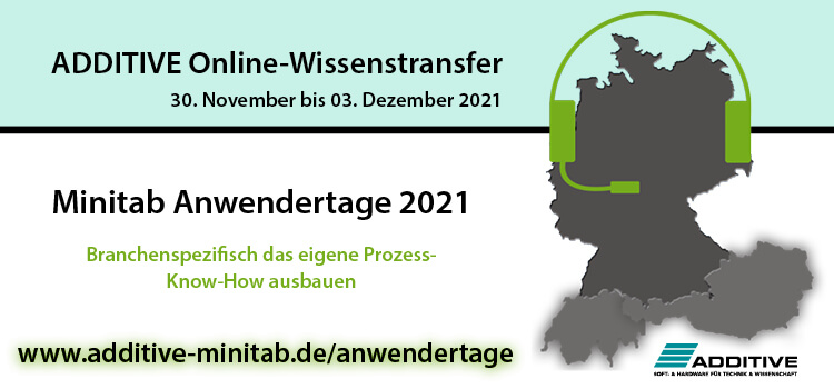 ADDITIVE Wissenstransfertour: Minitab Anwendertage 2021