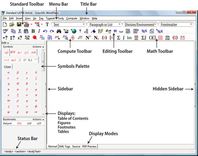 Streamlined layout for toolbars and symbol panels in Scientific Workplace, Scientific Notebook and Scientific Word Version 6