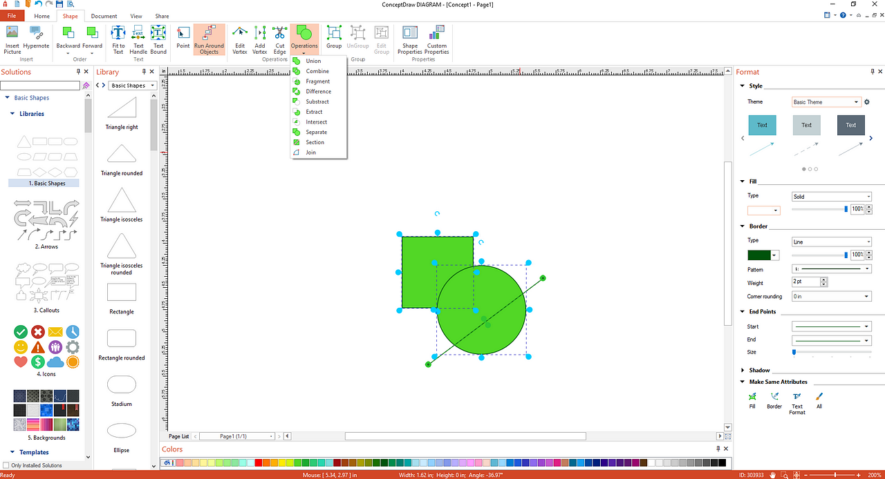 Shape Operations in ConceptDraw DIAGRAM 12