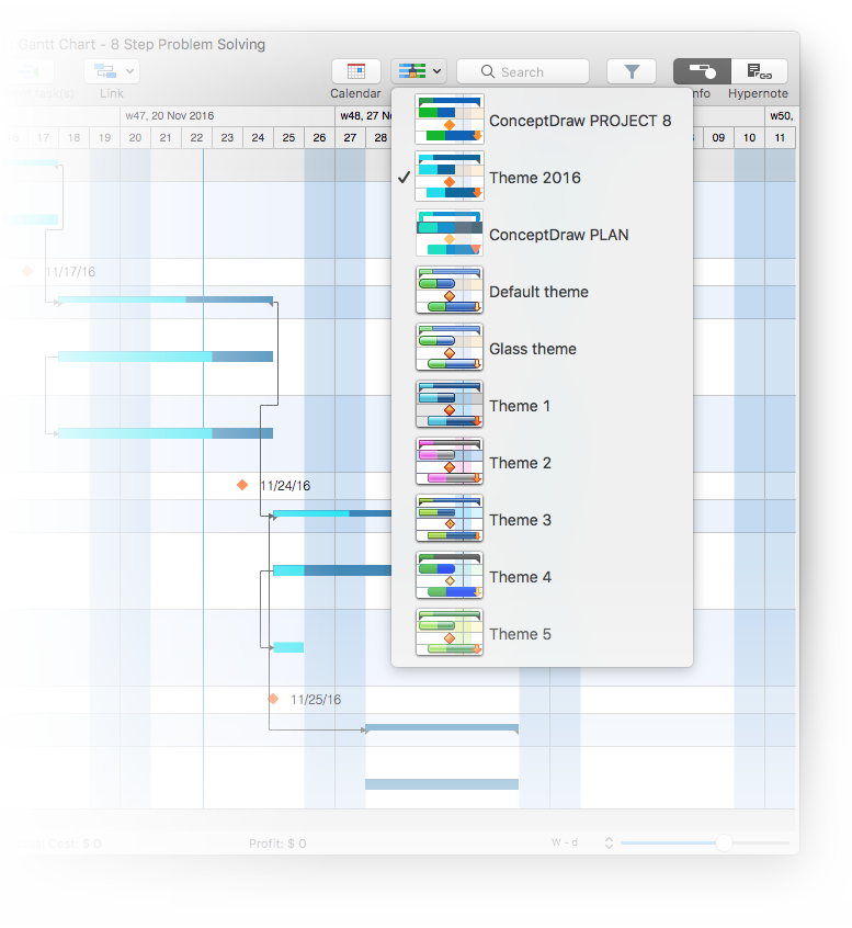 New set of embedded themes in ConceptDraw PROJECT 8