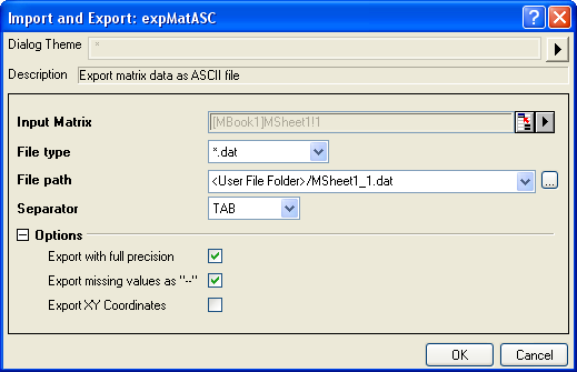 Export von Matrixdaten als ASCII-Datei