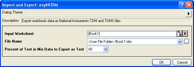 Export von Arbeitsblattdaten als National Instruments TDM-Datei