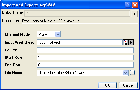 Export von Arbeitsblattdaten als Microsoft PCM Wave-Datei