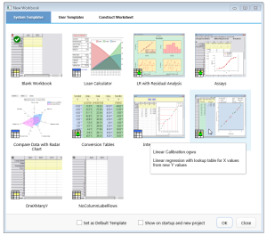 Origin 2019: New Workbook Dialog