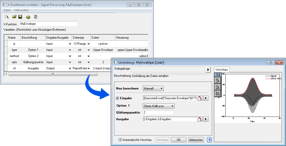 Visually creating an X-Function with preview panel in X-Function Builder.