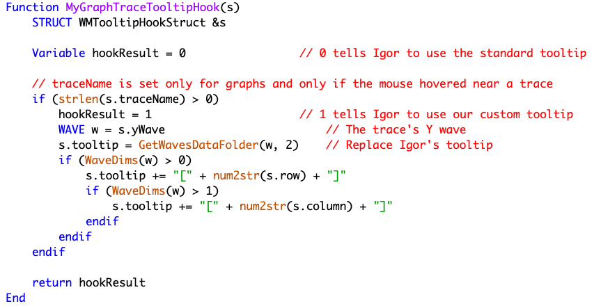 IGOR Pro 9: Quellcode einer benutzerdefinierten Tooltips