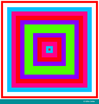 Folge 12: Geschachtelte Vierecksflächen eine einzelne 'ungegenständliche Kunst'-Farb-Simulation Imitation: Josef Albers, s.o., s.u. 25