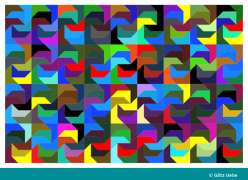 Folge 20: Acht identische 7-Ecke im Rechteck, eine 'gegenständliche' Farb-Simulation, Parkett-Simulation nach Heinrich Hemme (Mathematiker  und Autor in Aachen) 