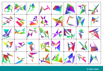 Folge 31: Nicht-kompakte, nicht-konvexe n-Ecke im Tableau, Zufallsvariationen der Form und Farbe