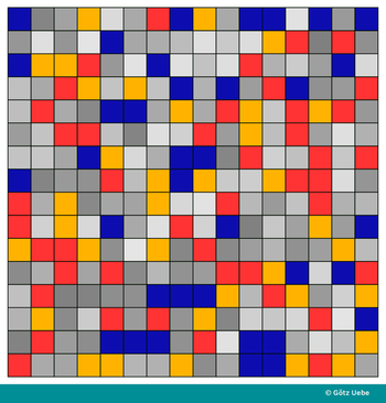 Folge 41: Eine Mondrian-Schachbrett-Imitation, eine 'ungegenständliche Kunst'-Farb-und Form-Simulation
