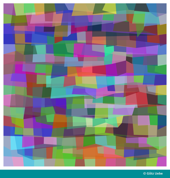 Folge 56: Ein lückenlos überdecktes Feld von Zufallsflächen, eine 'ungegenständliche Kunst'-Farb-und Form-Simulation