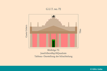 Folge 72: Josef Albers, Beispiel 18 Quadrate, 4-Ecke, Zufallsvariationen der Form und Farbe, s.o. z.B. 62