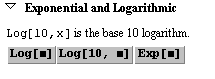 Mathematica: Exponential- und Logarithmusbefehle auf der BasicInput-Palette
