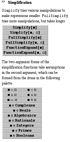 Mathematica: Funktionen zum Vereinfachen auf der BasicInput-Palette